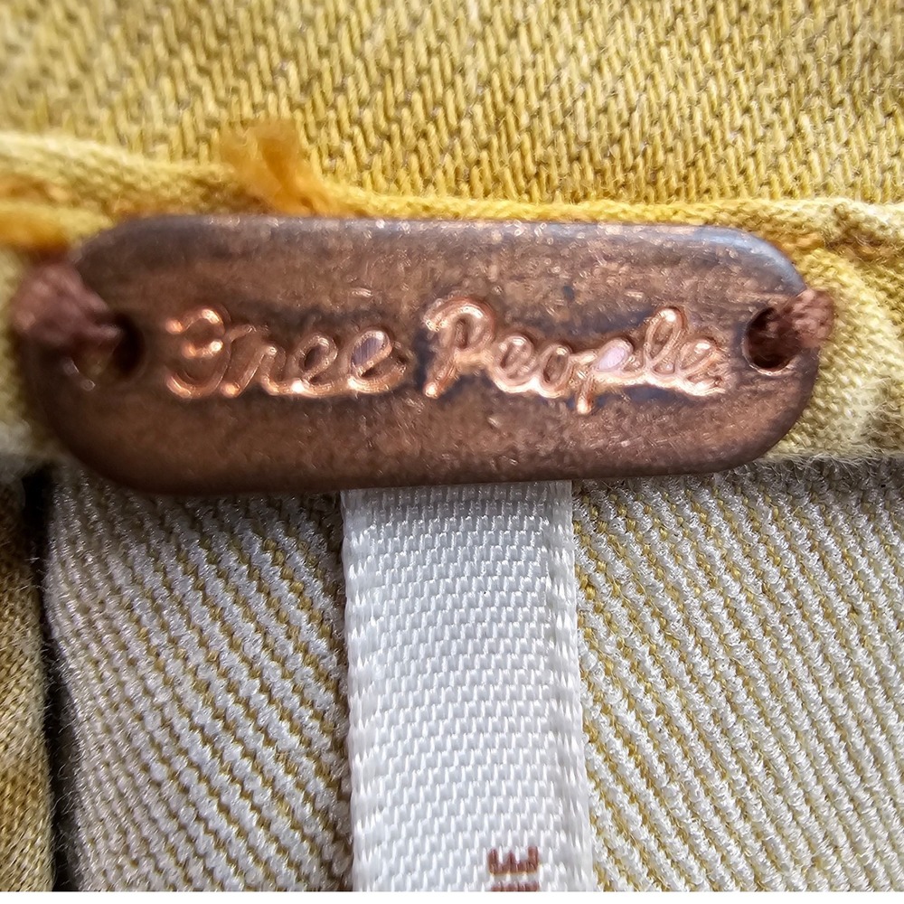 Free People Mini Skirt Womens 8 Khaki Denim Modern Femme Super Stretchy Back Zip - Picture 8 of 12